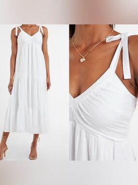 Express White Tie-Shoulder Maxi Dress